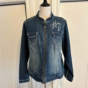 Genuine Harley Davidson Denim Jacket with crystals.  Size 1W (16/18).